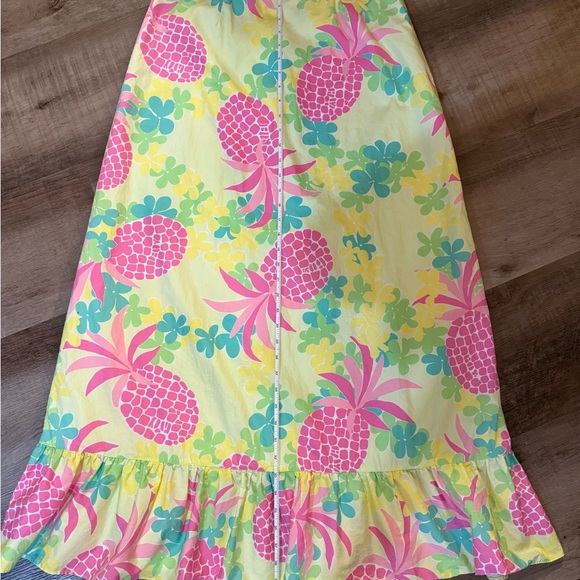 Lilly Pulitzer Vintage Pink Pineapple Floral Ruffled Maxi Skirt Size 12 - Picture 11 of 12